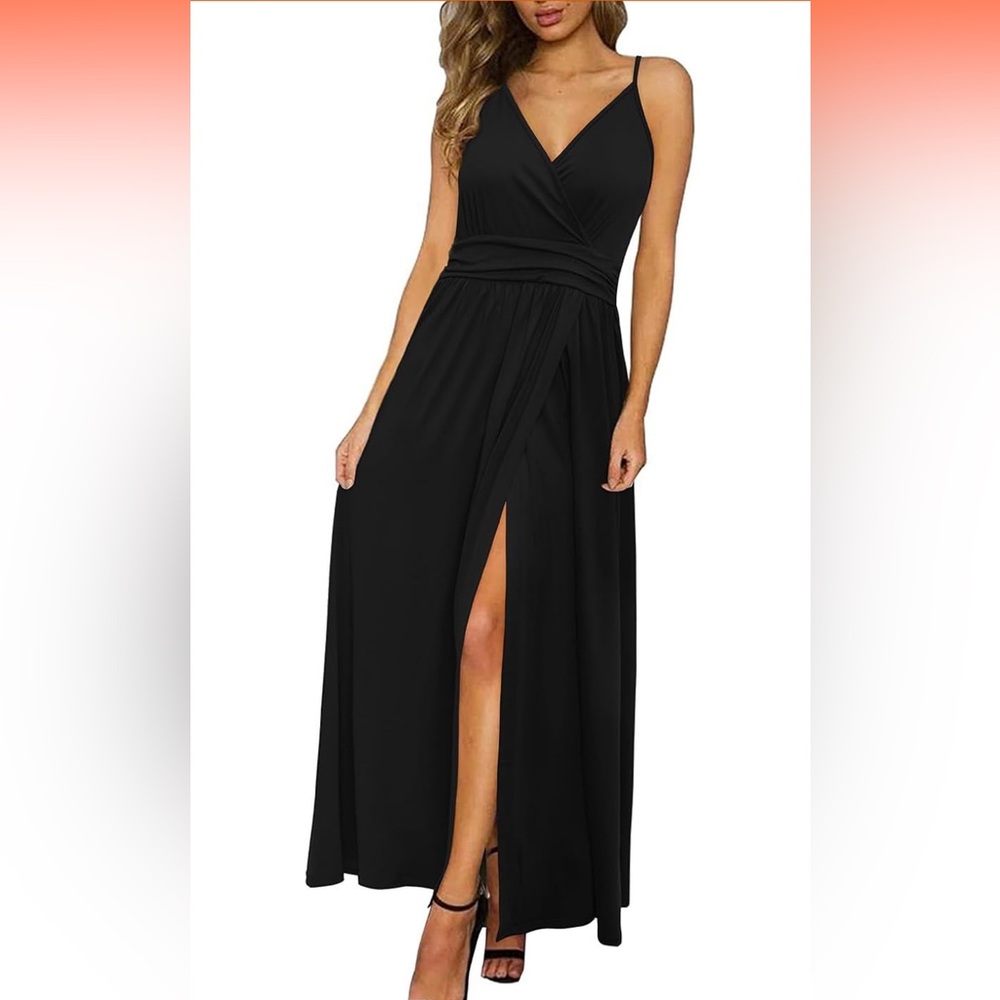NWT Newshows Adjustable Strap Black Maxi Dress